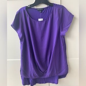 INC International Concepts I.N.C. Draped-Hem Top, purple passion, L